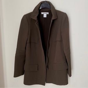 Oscar De La Renta RTW Collection Brown Lightweight Wool Zip Blazer Jacket 6 S M